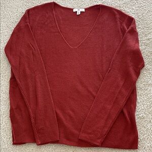 Rust BP V-neck ribbed sweater